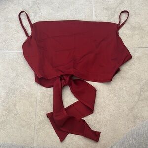 Red Tie-Front Crop Top